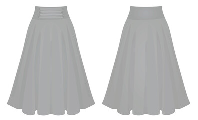 Grey pleated skirt. vector illustration