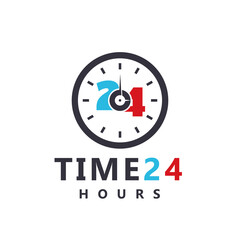 Obraz premium 24-hour service clock icon with hour scale logo. Vector illustration.