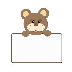 Teddy bear holds an empty sheet, a banner for your text