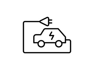 Vector illustration of electric powered car and charging point icons style.