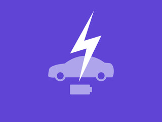 Vector illustration of electric powered car and charging point icons style.