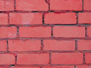 Brick wall. Background. Abstraction. Construction. The brick wall is red.