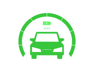 Vector illustration of electric powered car and charging point icons style.