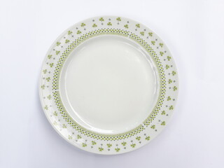 Mid-century modern porcelain plate with clover pattern isolated