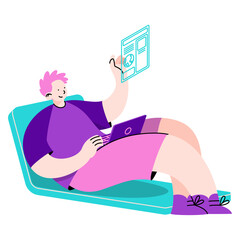 man resting with his laptop