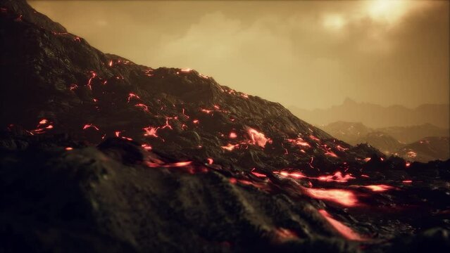 Lava Field under sunset lights