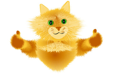Cool fluffy red cat with green eyes