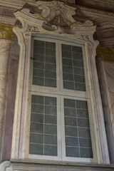 an old vintage wooden window in old house cottage villa european architecture