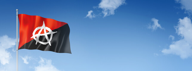 Anarchy flag isolated on a blue sky