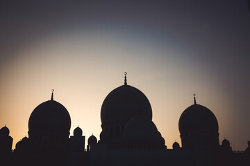 mosque silhouette at night Ramadan and Eid Mubarak background