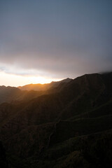 sunset in the mountains of island tenerife