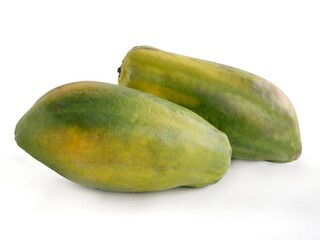 green and yellow fruits of oriental Papaya close up