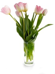 pretty pink tulips isolated close up