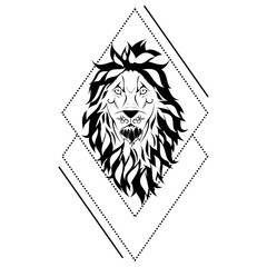 lion head tattoo geometric figures in vector format