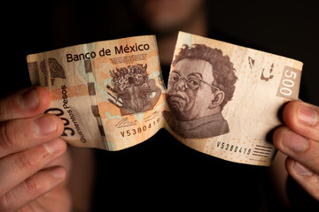 billete de 500 (quinientos) pesos roto