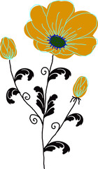 Naklejka premium Decorative yellow flower. Vector file for designs.