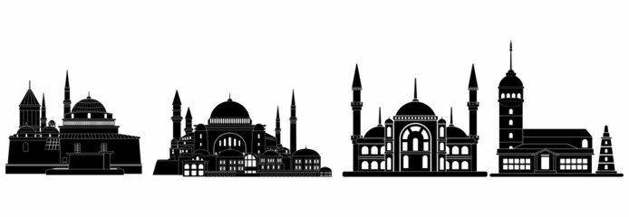 Obraz premium Turkey building icon set, Turkey building vector set sign symbol