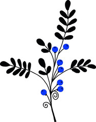 A twig with leaves and berries. A vector file is useful for creating your designs.