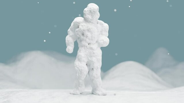 Loop animation of snowman dancing, hip hop, kids party, 3d render