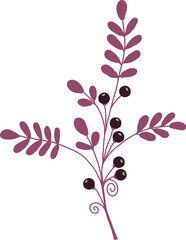A twig with leaves and berries. A vector file is useful for creating your designs.