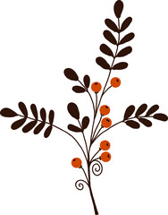 A twig with leaves and orange berries.  The vector file is useful for designs.