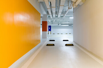 Empty parking garage in modern apartment