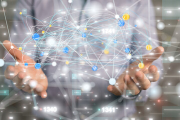 Global network. Blockchain. 3D illustration. Neural networks and artificial intelligence. Abstract