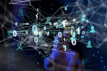 Abstract technology group and data 3d