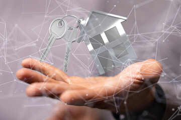 home choice Big data and artificial intelligence concept. Machine learning and cyber mind domination