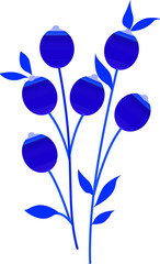Decorative twig with blue berries. Vector file for designs.