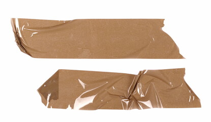 Brown sealing duct tape isolated on white background, top view