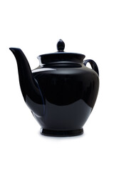 Ceramic teapot. white background.