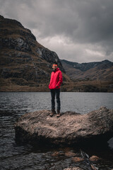 person on the top of the mountain