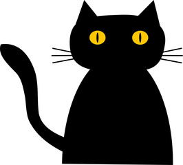Cute black cat cartoon illustration 