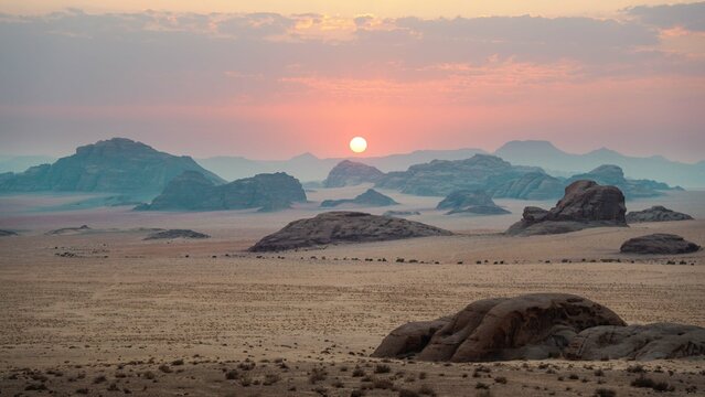 Wadi Rum (Arabic: وادي رم Wādī Ramm, also Wādī al-Ramm), known also as the Valley of the Moon (Arabic: وادي القمر Wādī al-Qamar), is a valley cut into the sandstone and granite rock in southern Jordan