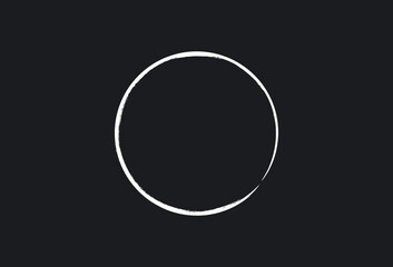 Vector graphic of white ink grunge round with brush on black background.