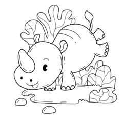 animals coloring book alphabet. Isolated on white background. Vector cartoon wolf.