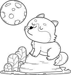 animals coloring book alphabet. Isolated on white background. Vector cartoon wolf.