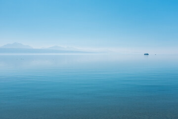 View of a calm lake in Lausanne, Switzerland