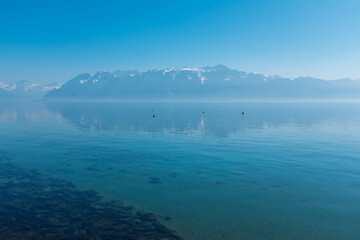 Lake and mountains in Lausanne, Switzerland