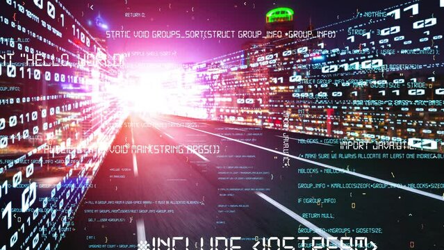 Software development, application programming code and tacit computer coding . Concept of smart digital transformation and technology disruption that changes global trends in new information era .