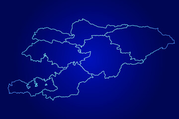 Kyrgyzstan Map of Abstract High Detailed Glow Blue Map on Dark Background logo illustration	