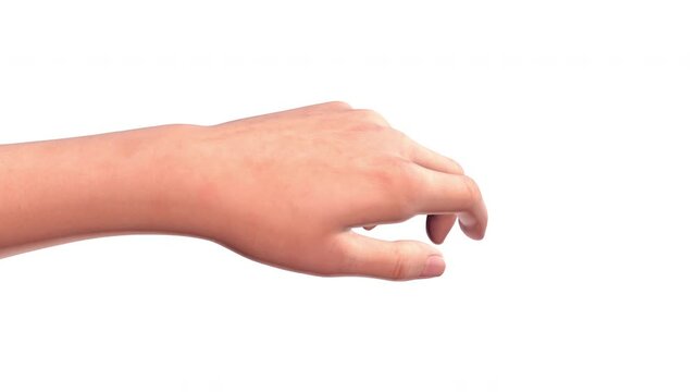 Human hand rotating isolated on white background. Technology futuristic concept of people social connection and psychology relations. 3d digital animation.