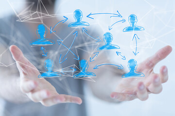 Neural network 3D illustration. Big data and cybersecurity