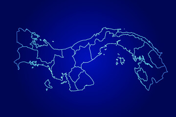 Panama Map of Abstract High Detailed Glow Blue Map on Dark Background logo illustration	