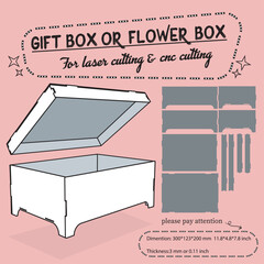 gift box or flower box for laser cutting - obrazy, fototapety, plakaty