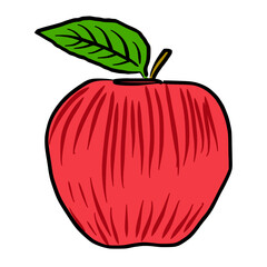 apple simple line sketch with color style