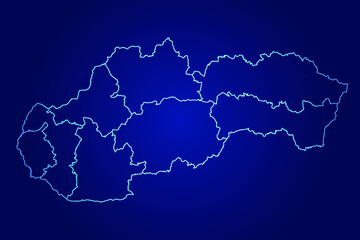 Slovakia Map of Abstract High Detailed Glow Blue Map on Dark Background logo illustration	