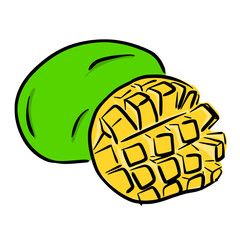 mango simple line sketch with color style