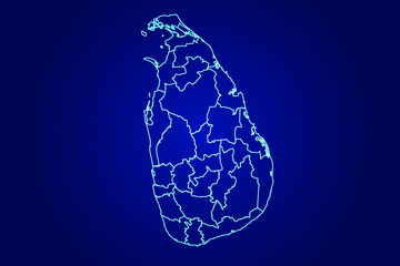 Sri Lanka Map of Abstract High Detailed Glow Blue Map on Dark Background logo illustration	
